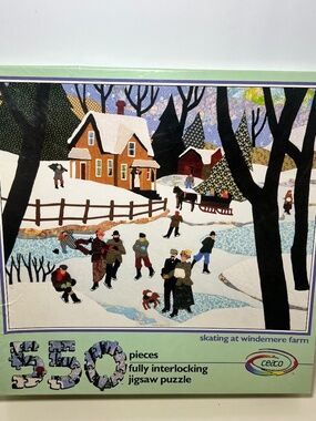 Vintage 550 Piece Puzzle Ceaco Jigsaw Puzzle Skating at Windermere Farm UNCOUNTD